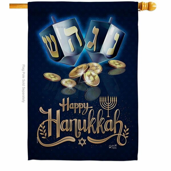 Patio Trasero Happy Hanukkah House Flag - 28 x 40 in. PA3875766